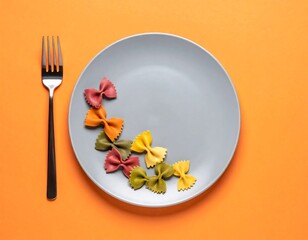 Farfalle pasta with vibrant colors on a plate creating an inviting food design
