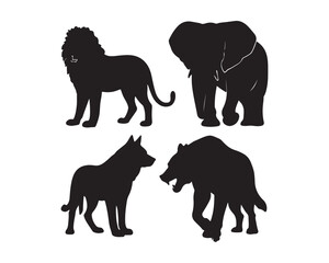 Wild & Domestic Animal Silhouette Icons – Solid Black Vector