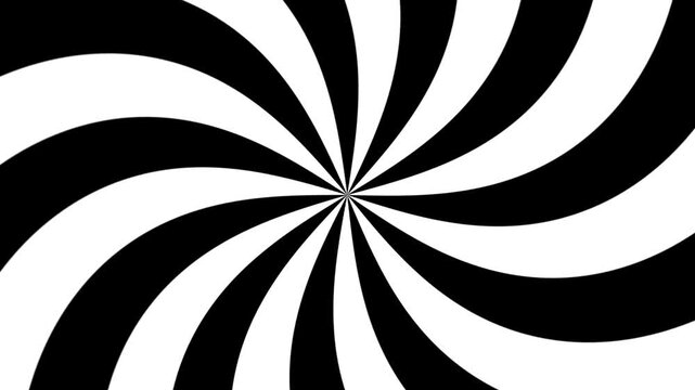 Abstract background with endless black and white hypnotic spiral. simple hypnotic spiral loop animation Seamless loop. 4k