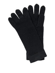 Pair of black knitted winter gloves isolated on transparent background