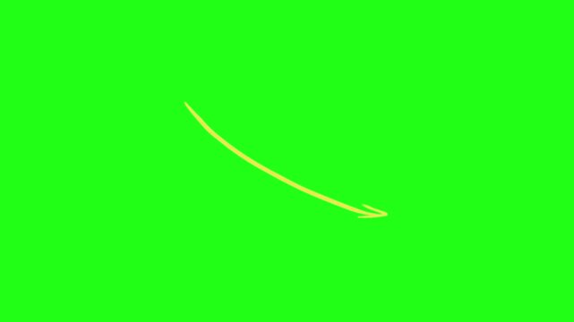 Falling downward arrow animation on bright green screen background video
