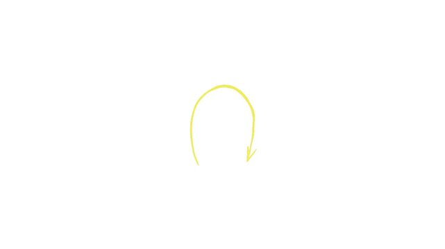 Looping yellow arrow indicates movement or redirection, animated concept