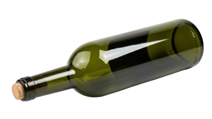 Empty green glass wine bottle lying down