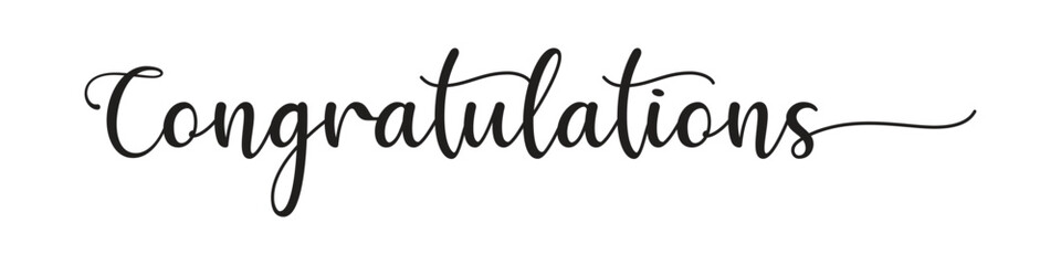 Congratulations hand drawn lettering. Calligraphy text composition isolated on white background. Vector lettering design. Black handwriting text. Vector illustration.