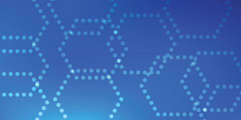 Abstract Blue Hexagon Pattern with Dotted Lines and Gradient Background.