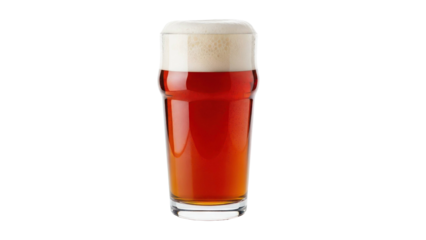 Amber ale beer with frothy head in glass