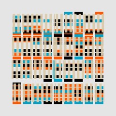Abstract Data Stream Pattern with Colorful shapes, Geometric Grid with Repeating Color Blocks