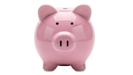 Shiny Pink Piggy Bank Isolated on Black Background