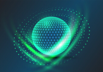 Abstract background with green quantum lightning aura