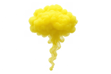 Yellow mushroom cloud explosion creating abstract smoke and dust plume with transparent background