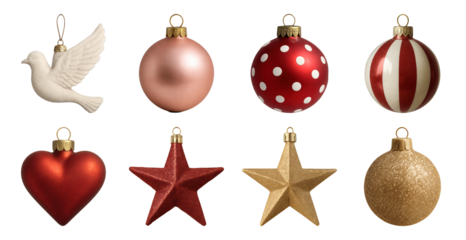 PNG Festive ornaments for holiday decor, element set on transparent background