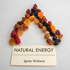 Dried Fruit Arranged to Resemble a Flame on a White Background