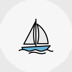 Simple sailboat icon on white background illustration.