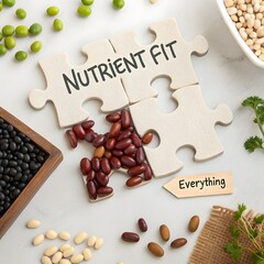 Overhead view of beans in a puzzle representing Nutrient Fit