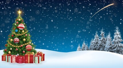 Composite image of christmas tree with gifts