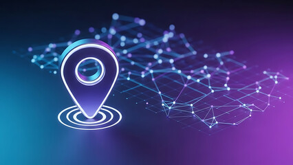 Digital Navigation and Location Futuristic Map Pin with Connected Network