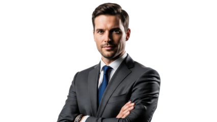 Confident businessman in suit with arms crossed