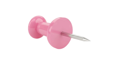 Single Pink Thumbtack Isolated on Black Background
