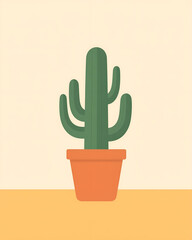 Minimalist Potted Cactus Illustration