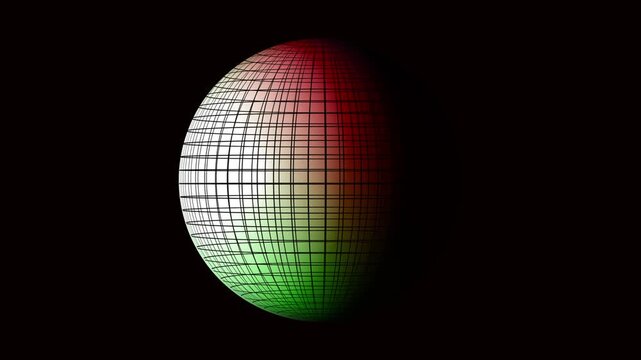 Red and green gradient sphere with grid animation