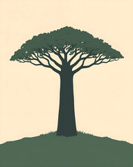 Large Canopy Tree Silhouette on Flat Land