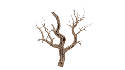 Gnarled Dead Tree Branches Against Black Background