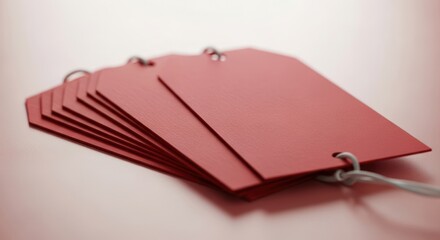 Black leather wallet and red gift box with a price tag on a white background