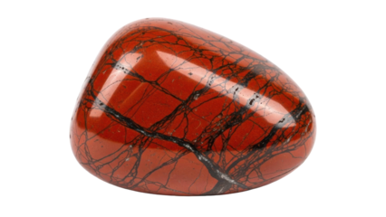 Polished Red Jasper Stone with Black Dendritic Inclusions