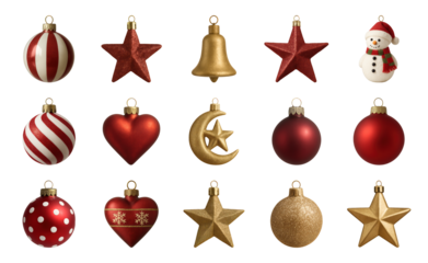 PNG Festive Christmas ornament collection, element set on transparent background