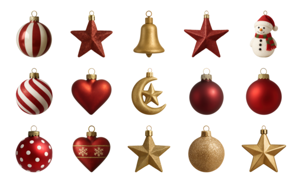 PNG Festive Christmas ornament collection, element set on transparent background