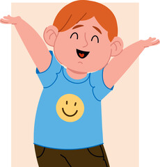 Happy Kid With Raised Arms