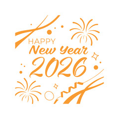 Obraz premium Happy New Year 2026 Brush Stroke Abstract Background Vector Design