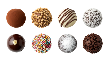 Assorted gourmet chocolate truffles collection dessert sweets confectionery delicious treat food indulgence 100 on transparent background