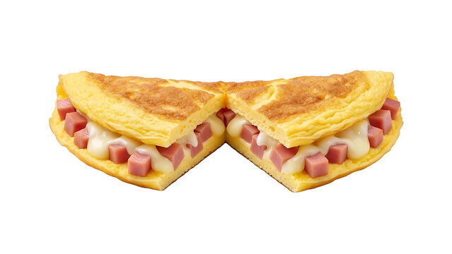 Delicious omelette sandwich recipe with ham and cheese breakfast or brunch idea easy to make quick meal on transparent background