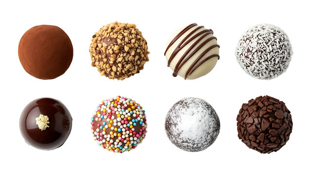 Assorted gourmet chocolate truffles collection dessert sweets confectionery delicious treat food indulgence 100 on transparent background - Powered by Adobe