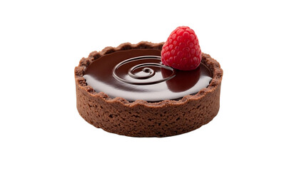 Delicious chocolate tart with raspberry dessert gourmet pastry sweet treat bakery shop food photography on transparent background