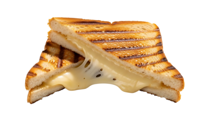Grilled cheese sandwich gourmet delicious toasted bread melted cheese food photography close up shot tasty 100 on transparent background