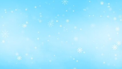 snow flakes fall on blue cloudy winter sky ,white snow flakes flying ,happy new year and merry Christmas holiday social media background