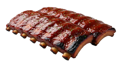 Delicious barbecue ribs recipe food photography bbq pork ribs grilled meat sauce dinner lunch meal tasty 100 on transparent background