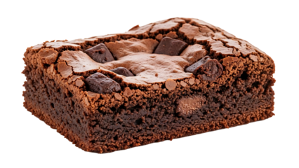 Delicious chocolate brownie dessert with chunks recipe homemade baked treat for food blog and bakery 100 on transparent background