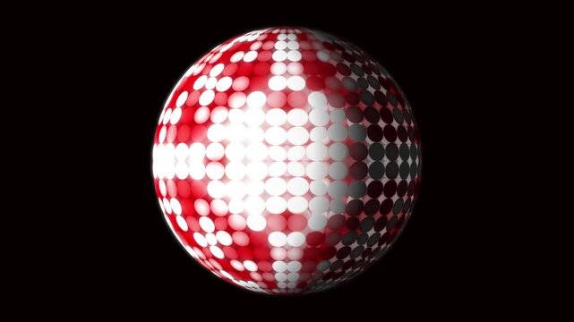 Red and white glowing pixel sphere animation