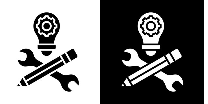 Creativity Tools Icon Set White Style Collection