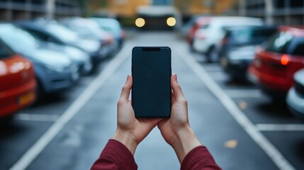 A man photographs the road on his smartphone, a suitable background for technology or city life.