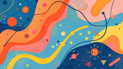 Vibrant abstract shapes pattern design backdrop