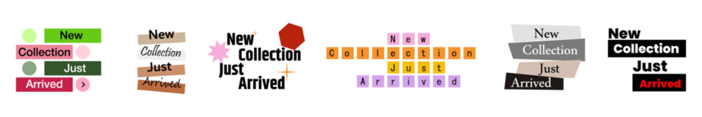 new collection just arrived. announcement banner for promotion, advertising, marketing campaign. vector collection