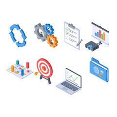 Business and project management isometric icons set