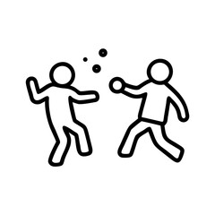 Line Art Illustration of People Throwing Snowballs in Winter.