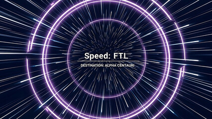 Hyperspace journey with speed ftl to alpha centauri, futuristic warp tunnel