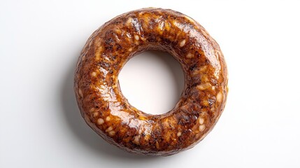 An appetising doughnut with crispy caramel glaze and sprinkles will be a tempting backdrop for a culinary blog or café menu.