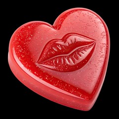 red lips with red heart